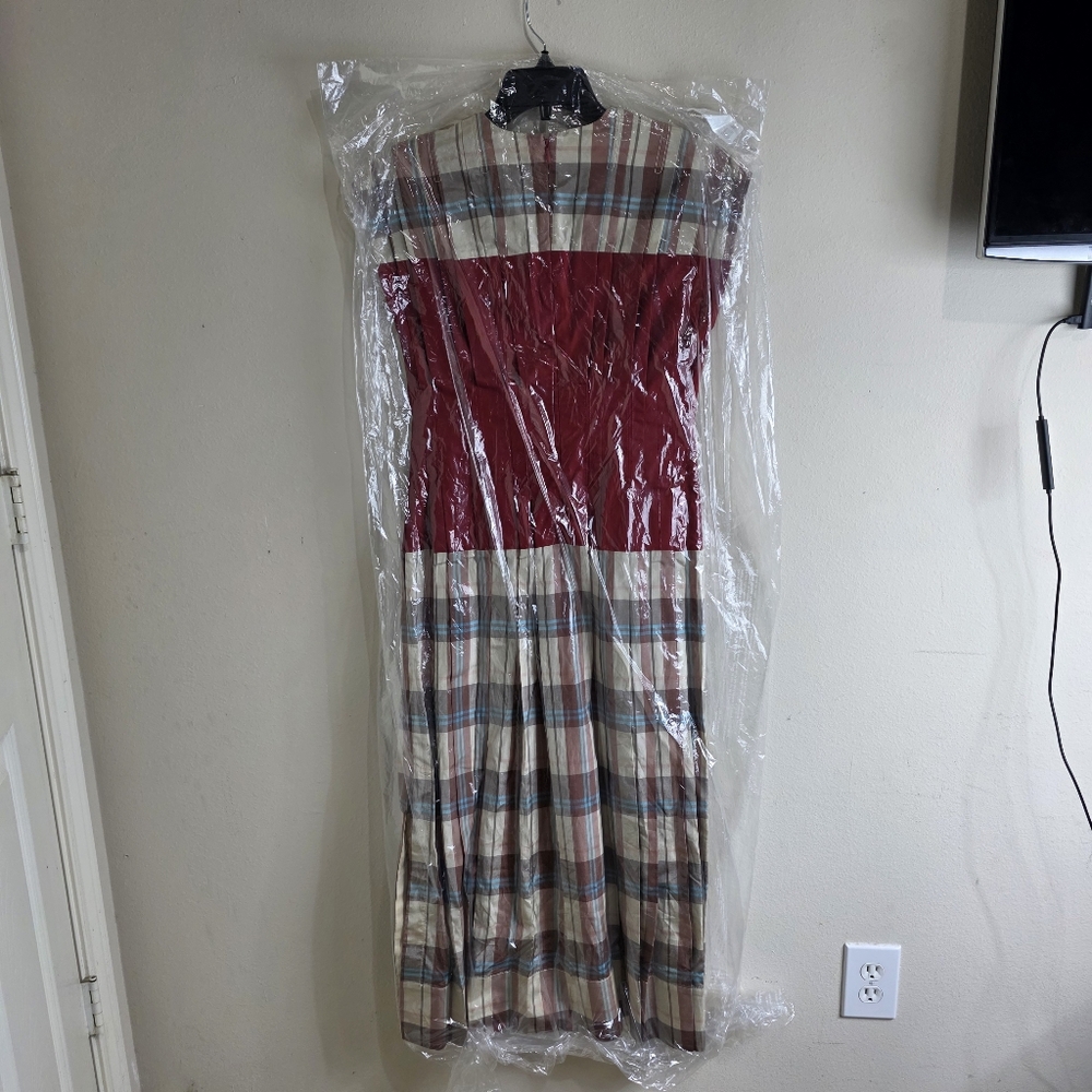 NWT Tory Burch Plaid Silk Claire Mccardell Dress size 2 Red - Picture 11 of 13